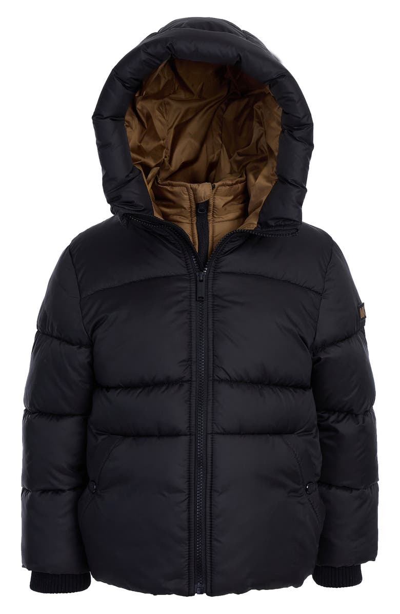 Michael Kors Kids' Hooded Puffer Jacket with Bib, Main, color, Black
