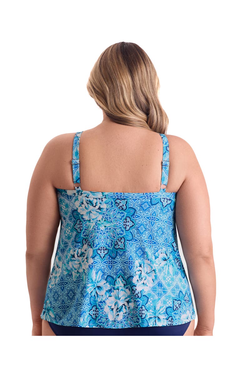 ShapeSolver High Neck Tankini Plus Size Swimsuit Top, Alternate, color, Barcelona Blues