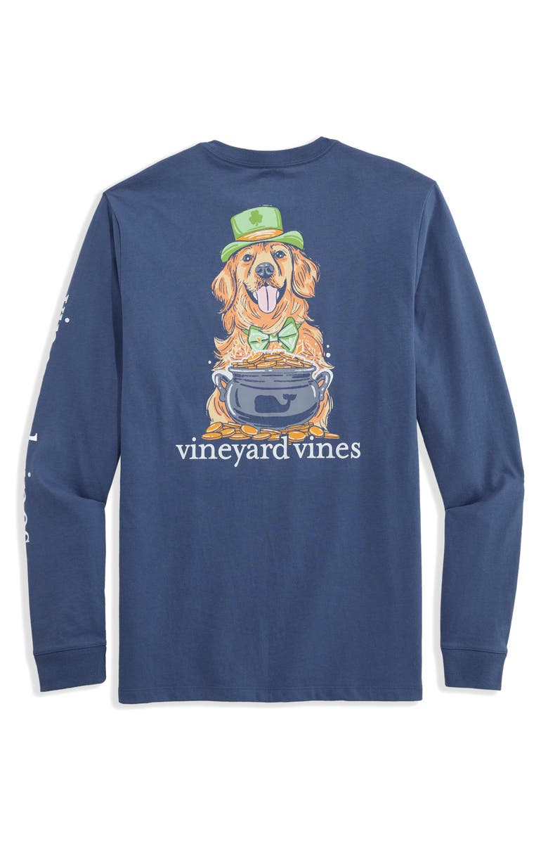 vineyard vines St. Patty's Day Long Sleeve Cotton Graphic Pocket T-Shirt, Alternate, color, Moonshine