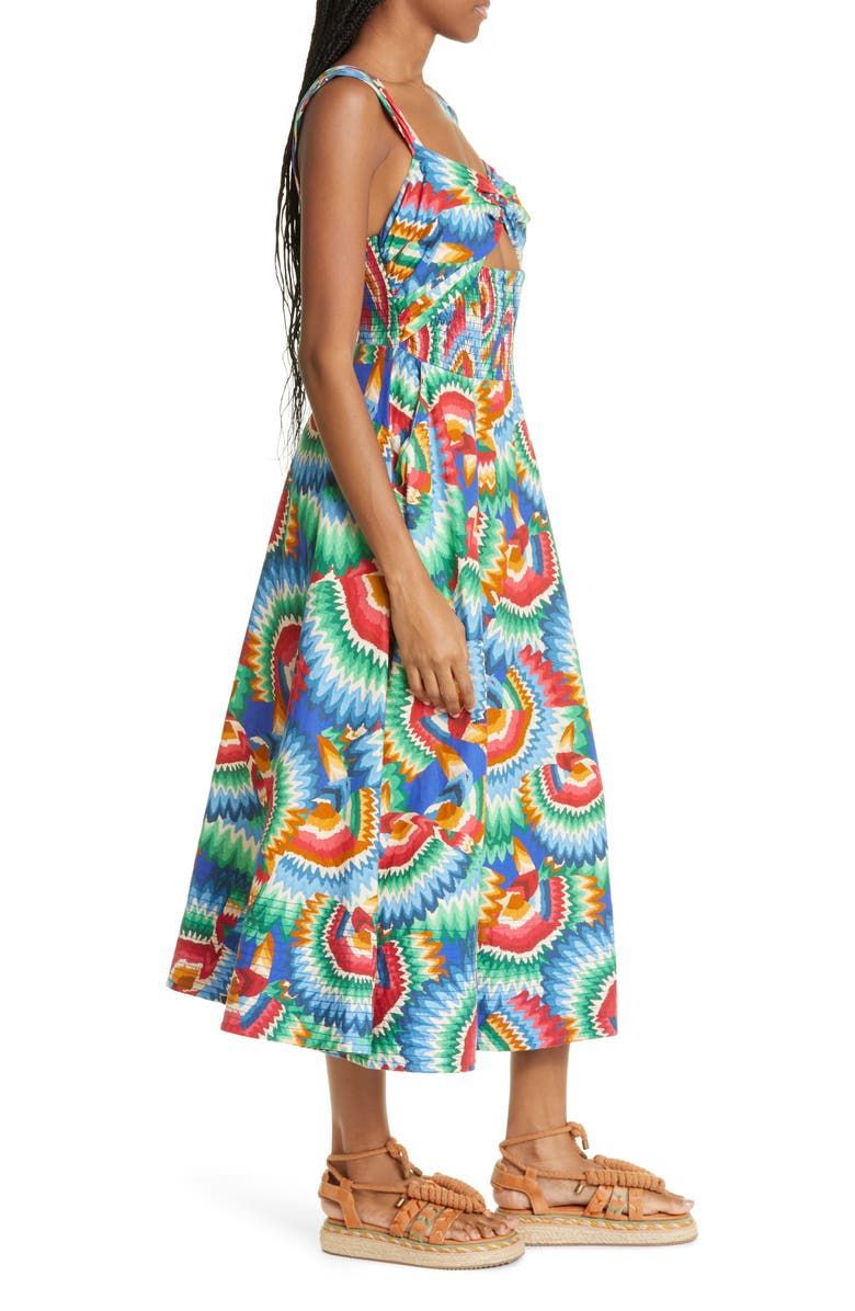 FARM Rio Chevron Toucans Midi Dress, Alternate, color, 