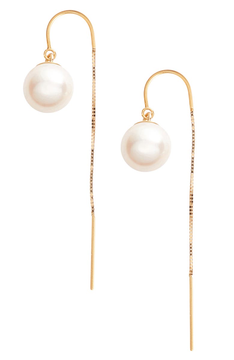 Poppy Finch Pearl Threader Earrings, Main, color, 