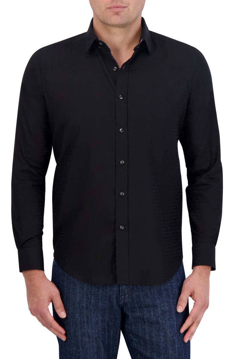 Robert Graham Amory Button-Up Shirt, Main, color, Black