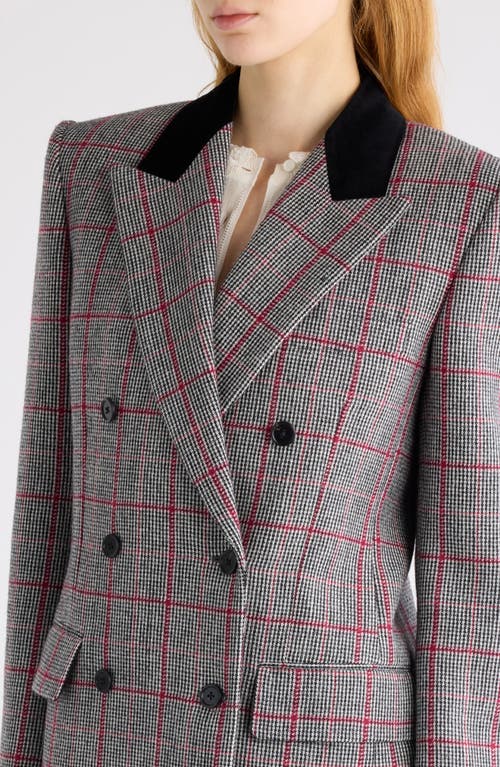 Chloé Double-breasted Velvet-trimmed Checked Wool Blazer