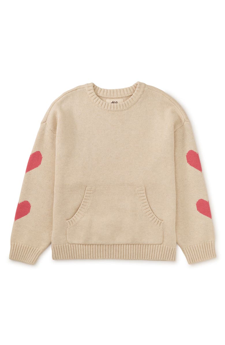 Tea Collection Heart Sleeve Pocket Sweater, Alternate, color,