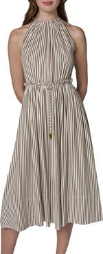 DONNA KARAN WEEKEND Sleeveless Stripe Midi Dress