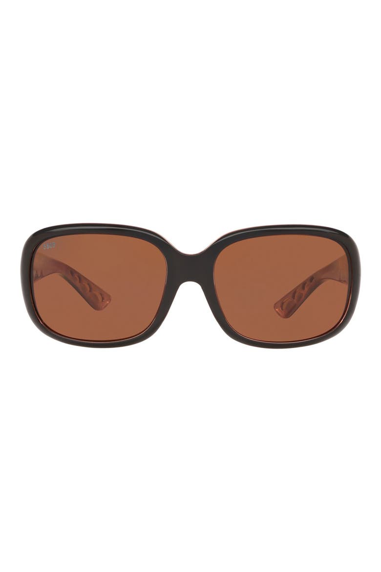 58mm Polarized Square Sunglasses, Main, color, SHINY BLACK