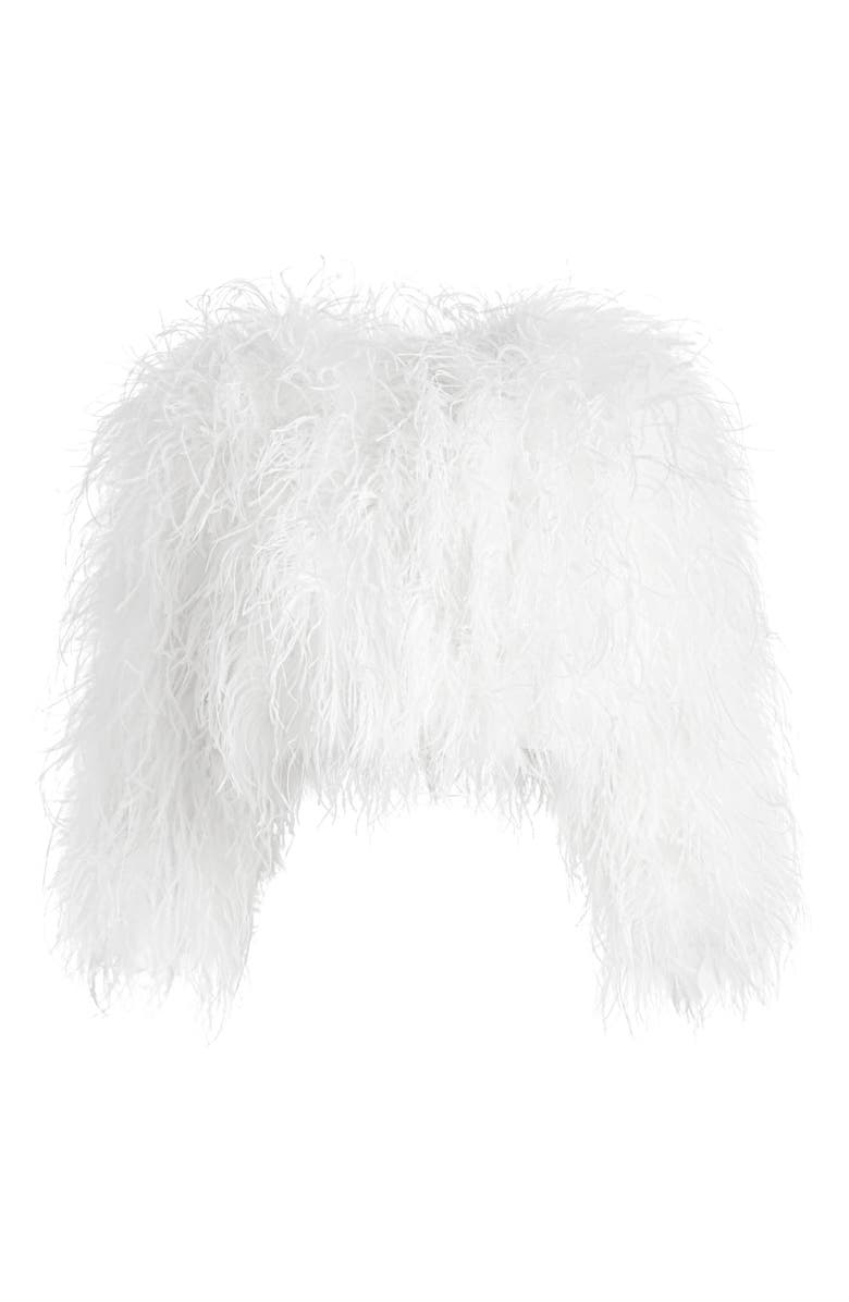 Alice + Olivia Kidman Feather Crop Jacket, Alternate, color, 