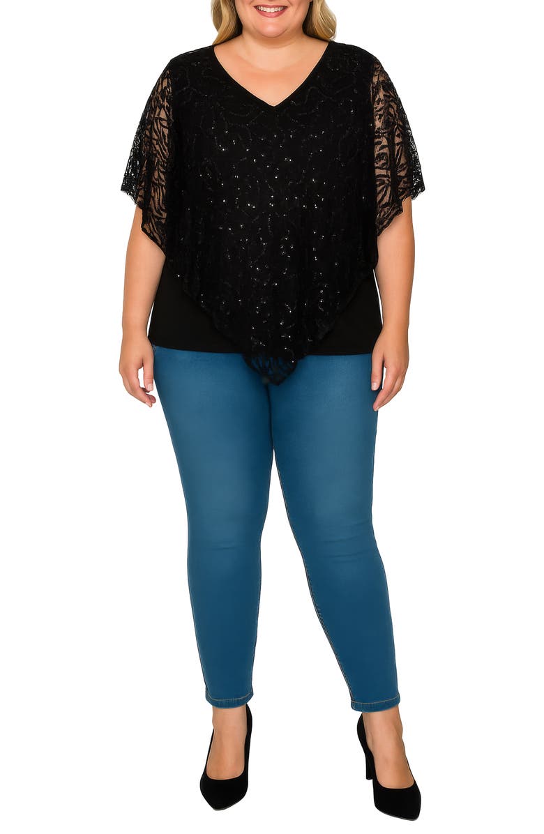 Standards 
Practices Sequin Poncho Top, Alternate, color, Black