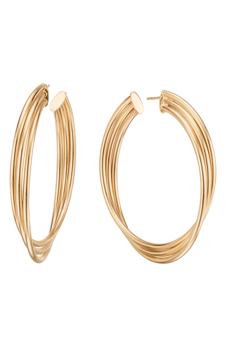 LANA Jewelry Triple Twist Royale Hoop Earrings, Main, color,