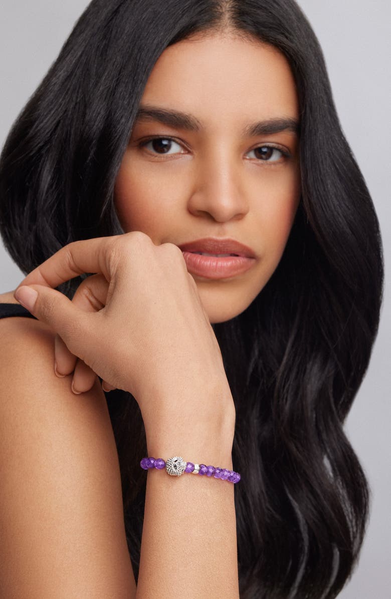 LAGOS Signature Caviar Skull Stone Stretch Bracelet, Alternate, color, Amethyst