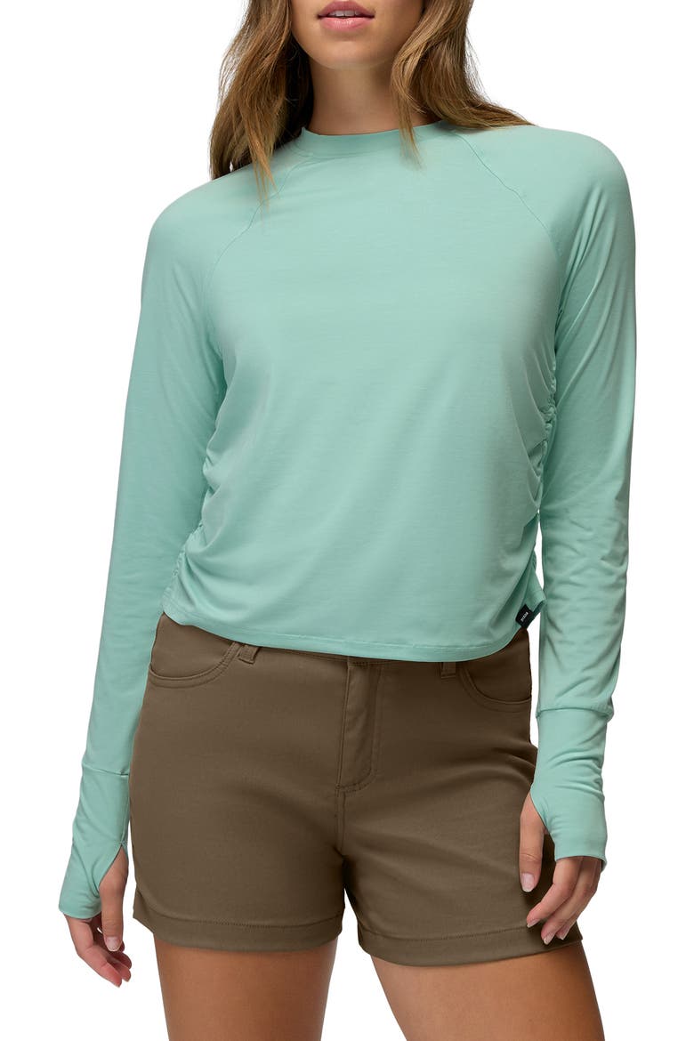 Gathered Long Sleeve T-Shirt, Main, color, SEA GLASS