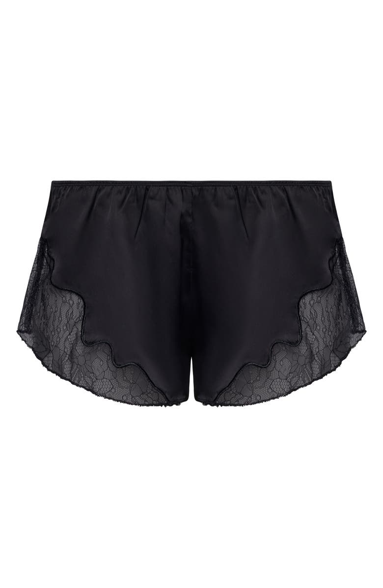 LIONESS Paradise Lace Trim Satin Shorts, Alternate, color, Noir