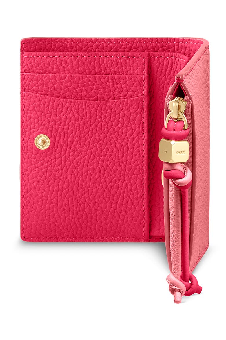 Small Leather Bifold Wallet, Alternate, color, Candy Fuchsia