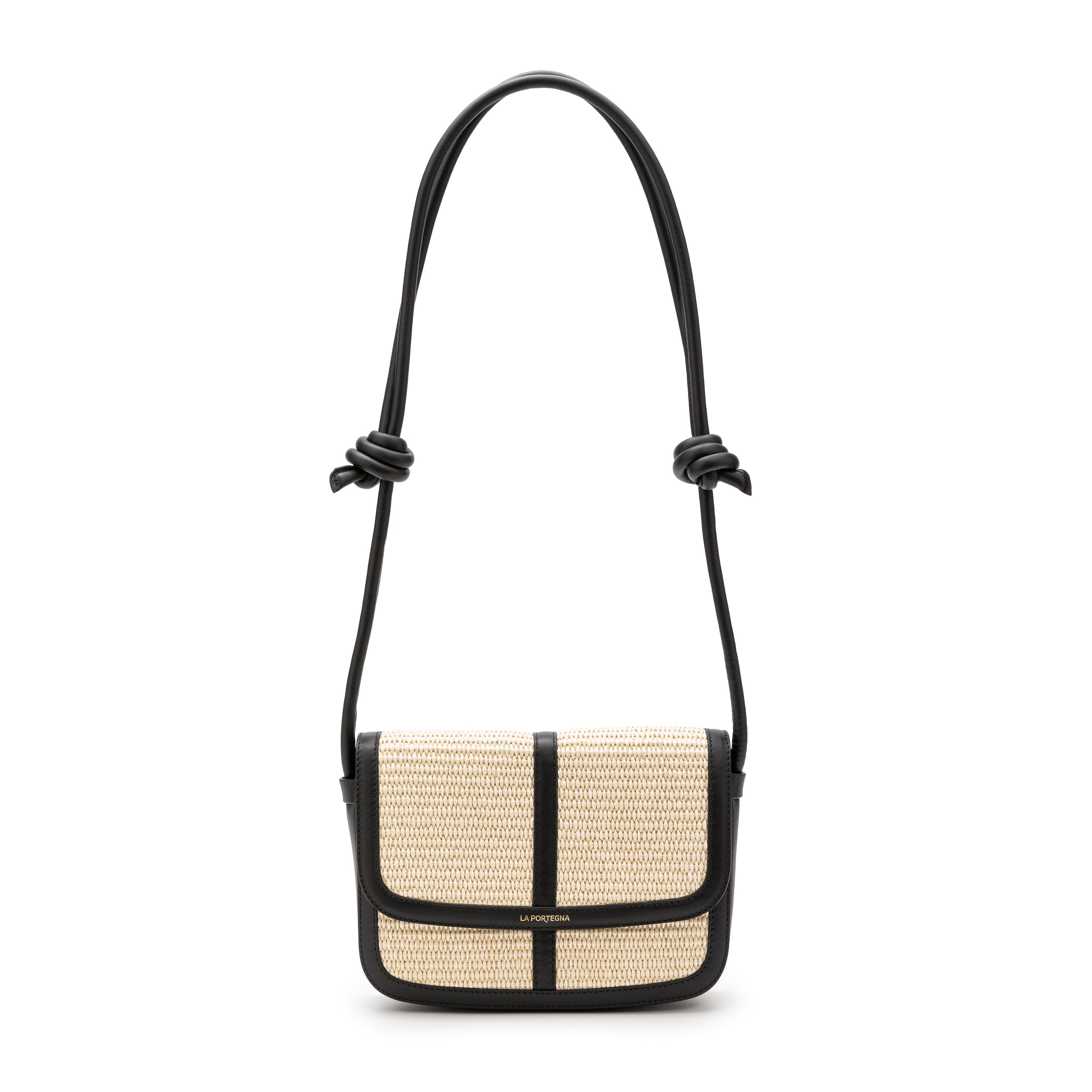 LA PORTEGNA Lucía Jute Bag With Leather Details, Main, color, White