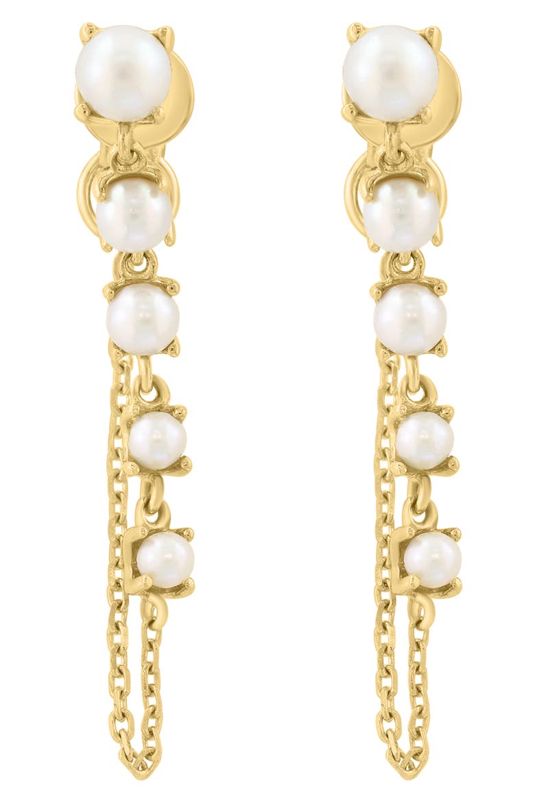 14K Yellow Gold Cultured Freshwater Pearl Front/Back Earrings, Main, color, WHITE