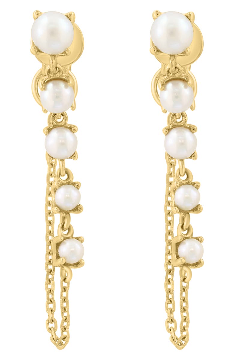 EFFY 14K Yellow Gold Cultured Freshwater Pearl Front/Back Earrings, Main, color, White