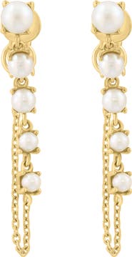 EFFY 14K Yellow Gold Cultured Freshwater Pearl Front/Back Earrings