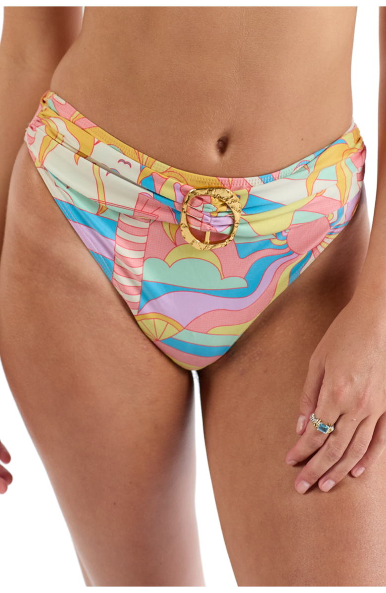 Kenny Flowers The Paradiso - Gold Ring Banded Sporty Bikini Bottom, Main, color, Yellow