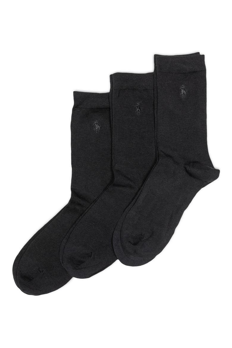 3-Pack Classic Crew Socks, Main, color, BLACK
