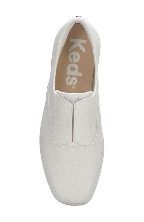 Keds Women's Champion Square Toe Canvas Slip On Canvas Sneakers In Snow White