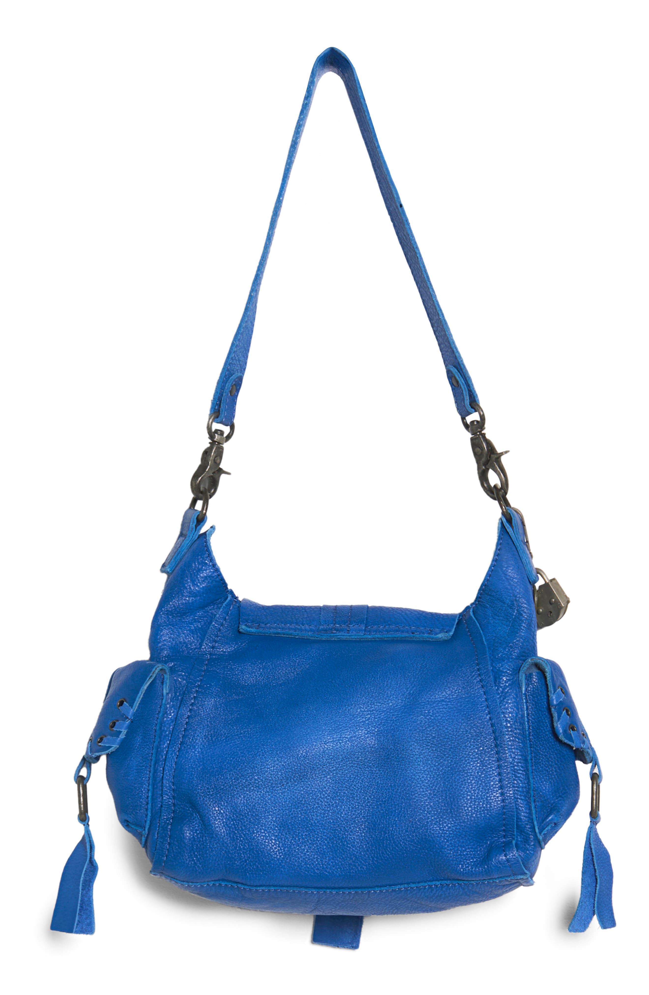 Free People We the Free Baby Leigh Leather Crossbody Bag, Alternate, color, Sapphire