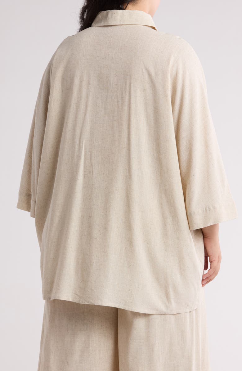 BY DESIGN Naomi Oversize Button-Up Shirt, Alternate, color, Flax