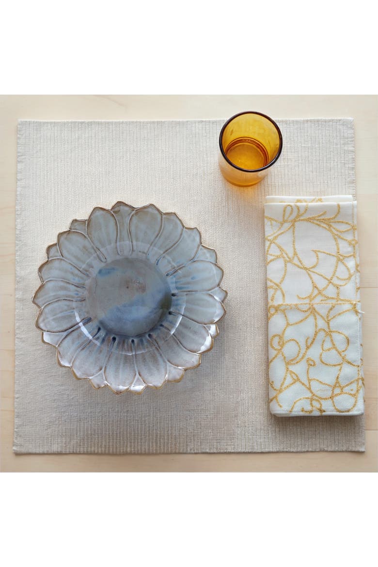Flower Shaped Bowl in Reactive Glaze, Alternate, color, White