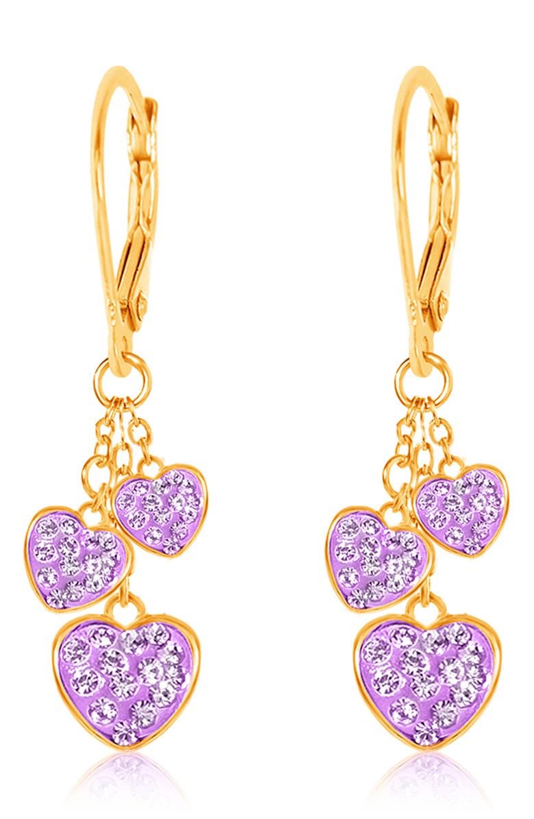 Chanteur Kids' Heart Drop Earrings, Main, color, Purple