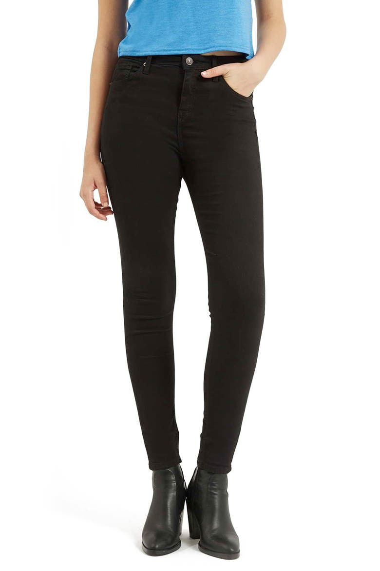 Moto Jamie High Waist Ankle Skinny Jeans, Main, color, BLACK