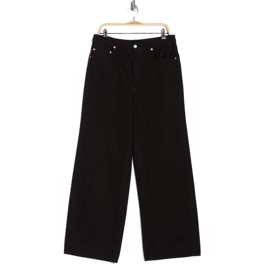 Buck Mason Jet Set High Waist Wide Leg Jeans In Black