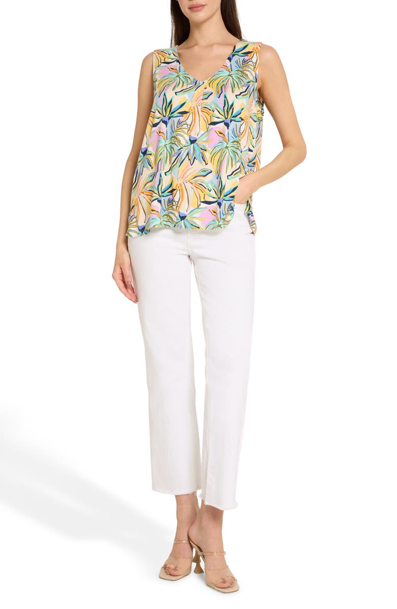 CARIBBEAN JOE Pleat Front Tank, Alternate, color, Yellow Multi