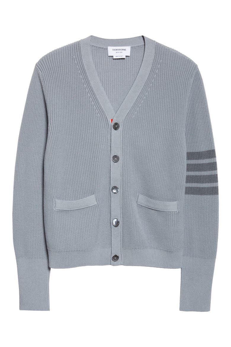 Garment Dyed 4-Bar Cotton Cardigan, Alternate, color, LIGHT GREY