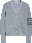 Thom Browne Garment Dyed 4-Bar Cotton Cardigan