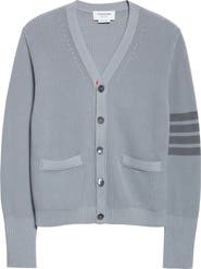 Thom Browne Garment Dyed 4-Bar Cotton Cardigan