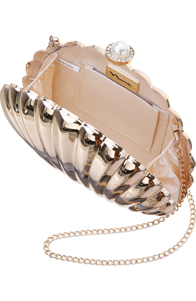 Nina Mariam Shell Clutch, Alternate, color, Gold
