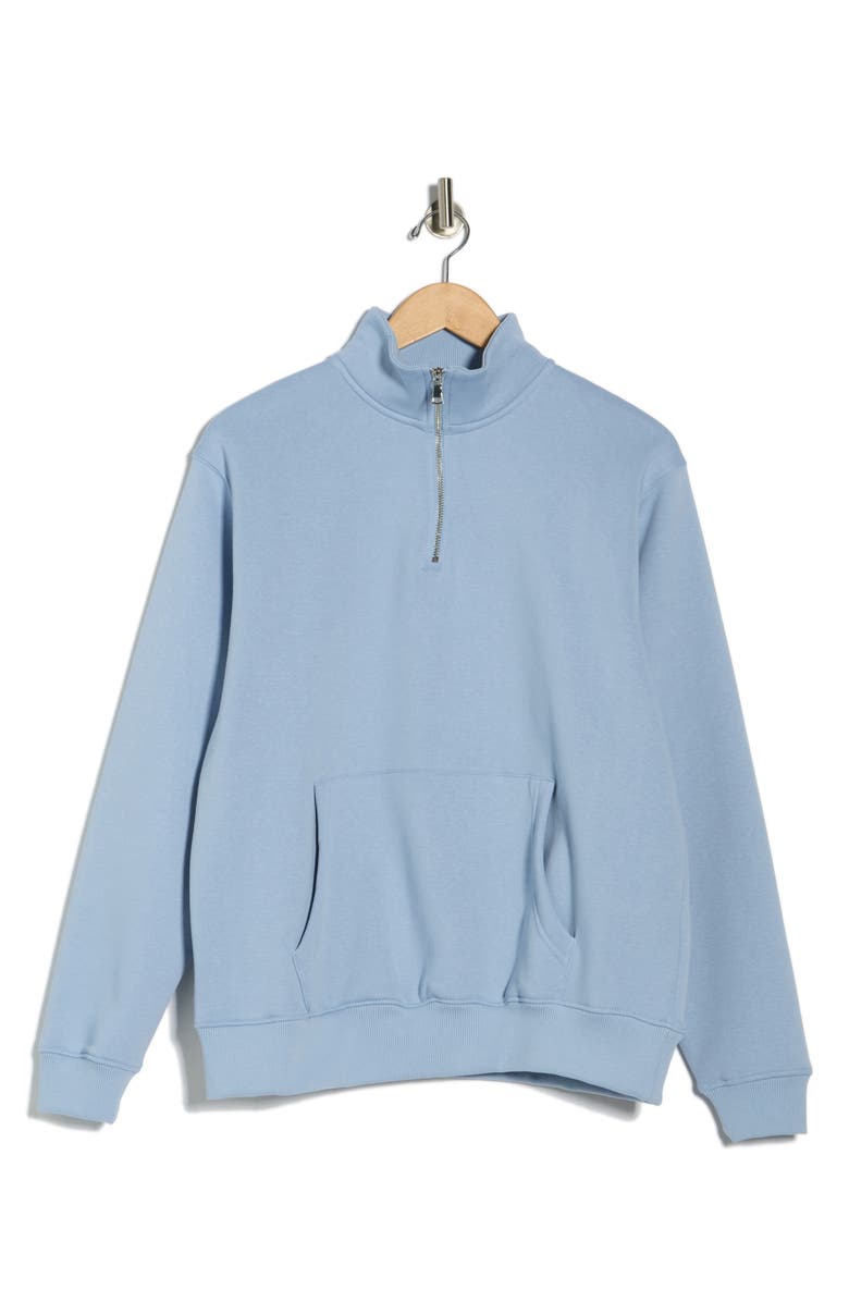 DENIM AND FLOWER Quarter Zip Sweatshirt, Alternate, color, Air Blue