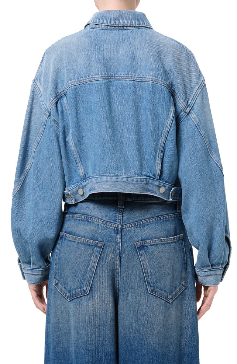 AGOLDE Palmer Denim Trucker Jacket, Alternate, color, Script Med Tinted Indigo