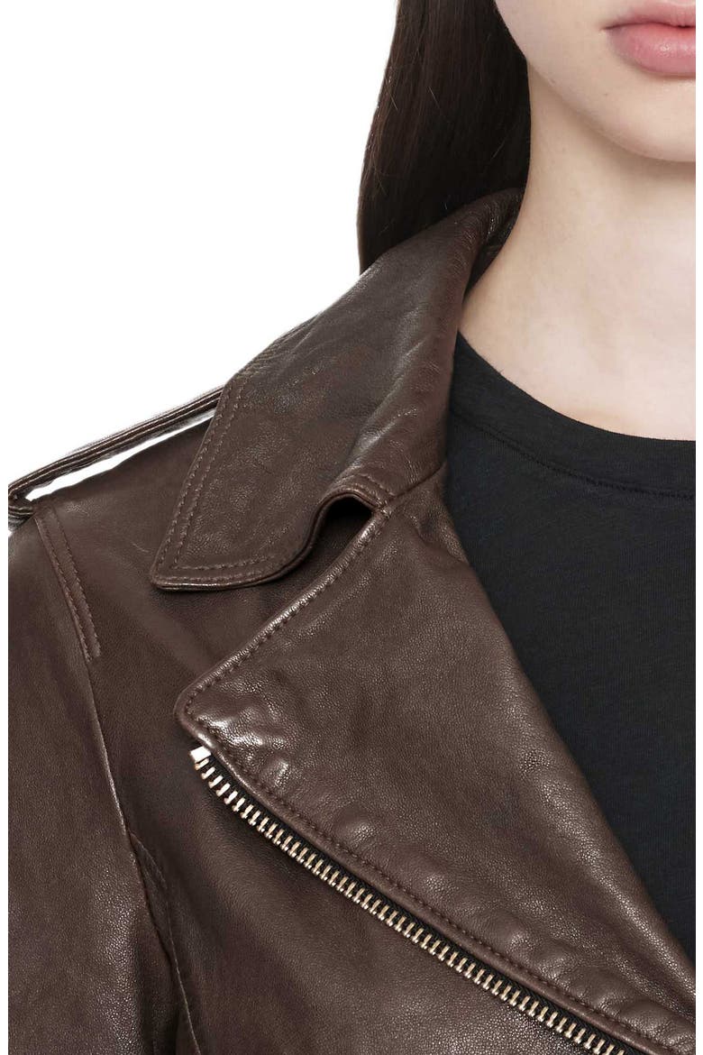 Errie Leather Biker Jacket, Alternate, color, OLIVE GREEN