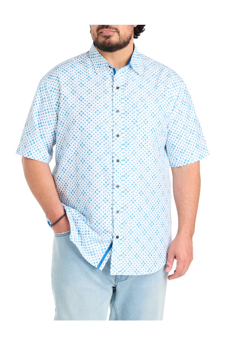 Synrgy by DXL Big & Tall Geometric Print Microfiber Sport Shirt, Main, color, White Multi