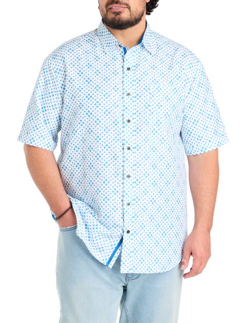 Big & Tall Geometric Print Microfiber Sport Shirt