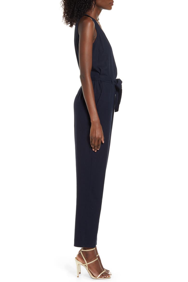 Helen Milo Sleeveless Tie Waist Jumpsuit, Alternate, color, NIGHT SKY