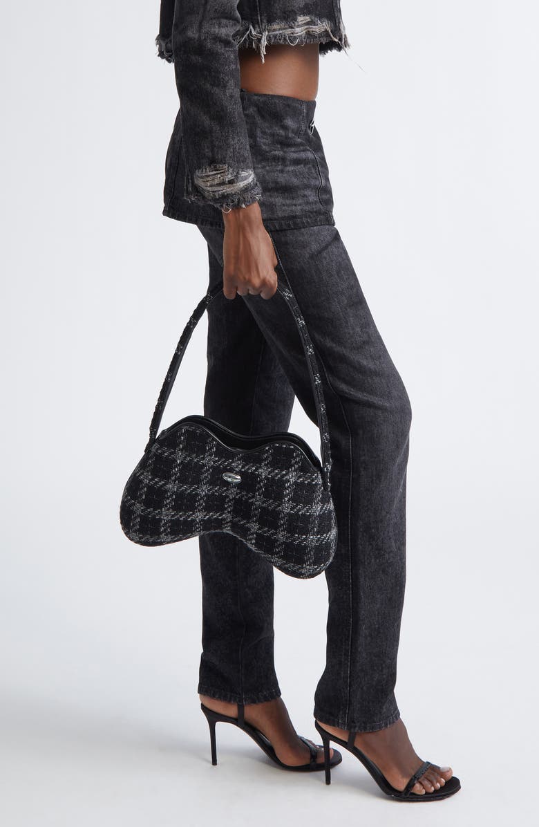 DIESEL<sup>®</sup> Double-D Tweed Shoulder Bag, Alternate, color, Black