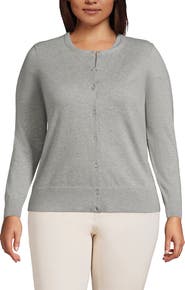 Lands' End Fine Gauge Cotton Cardigan Sweater