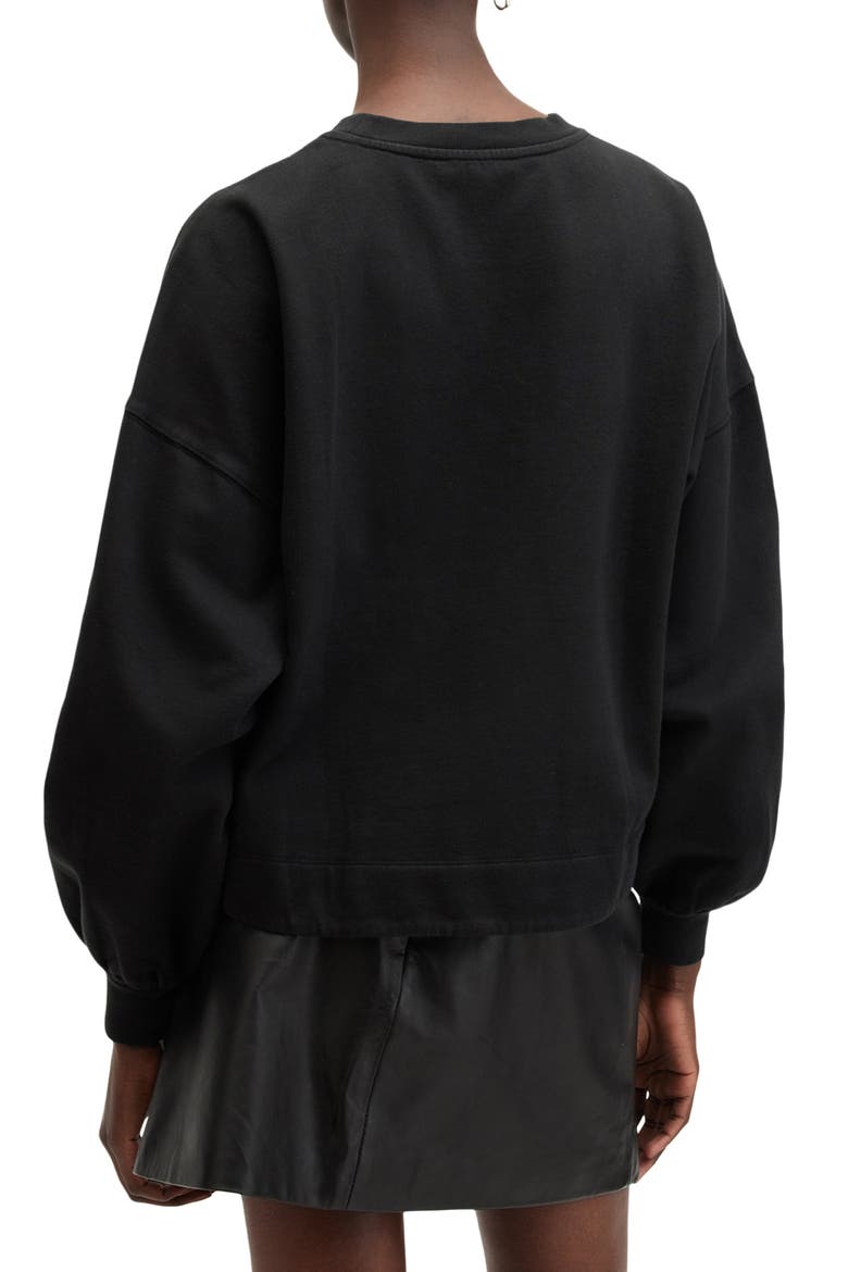 Fleurir Lila Oversize Sweatshirt, Alternate, color, BLACK
