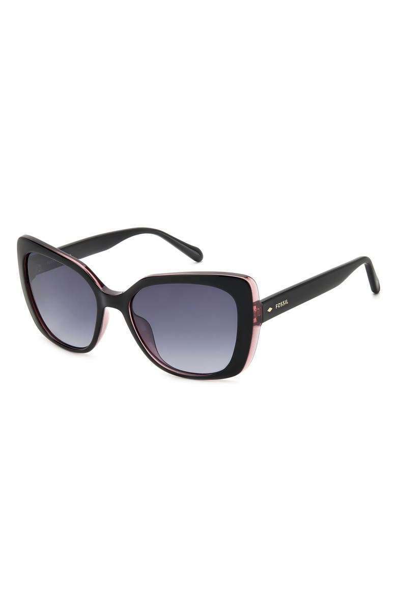 Fossil 55mm Rectangular Sunglasses, Alternate, color, Black