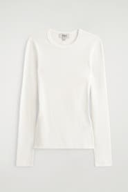COS Slim Ribbed Cotton Long-Sleeved Top
