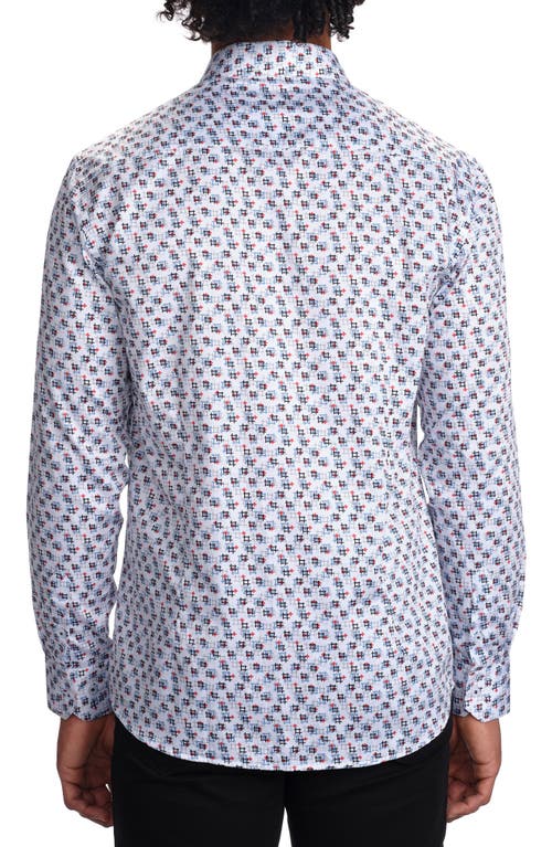 Studio Garnet Los Angeles Geometric Print Stretch Cotton Button-up Shirt In White