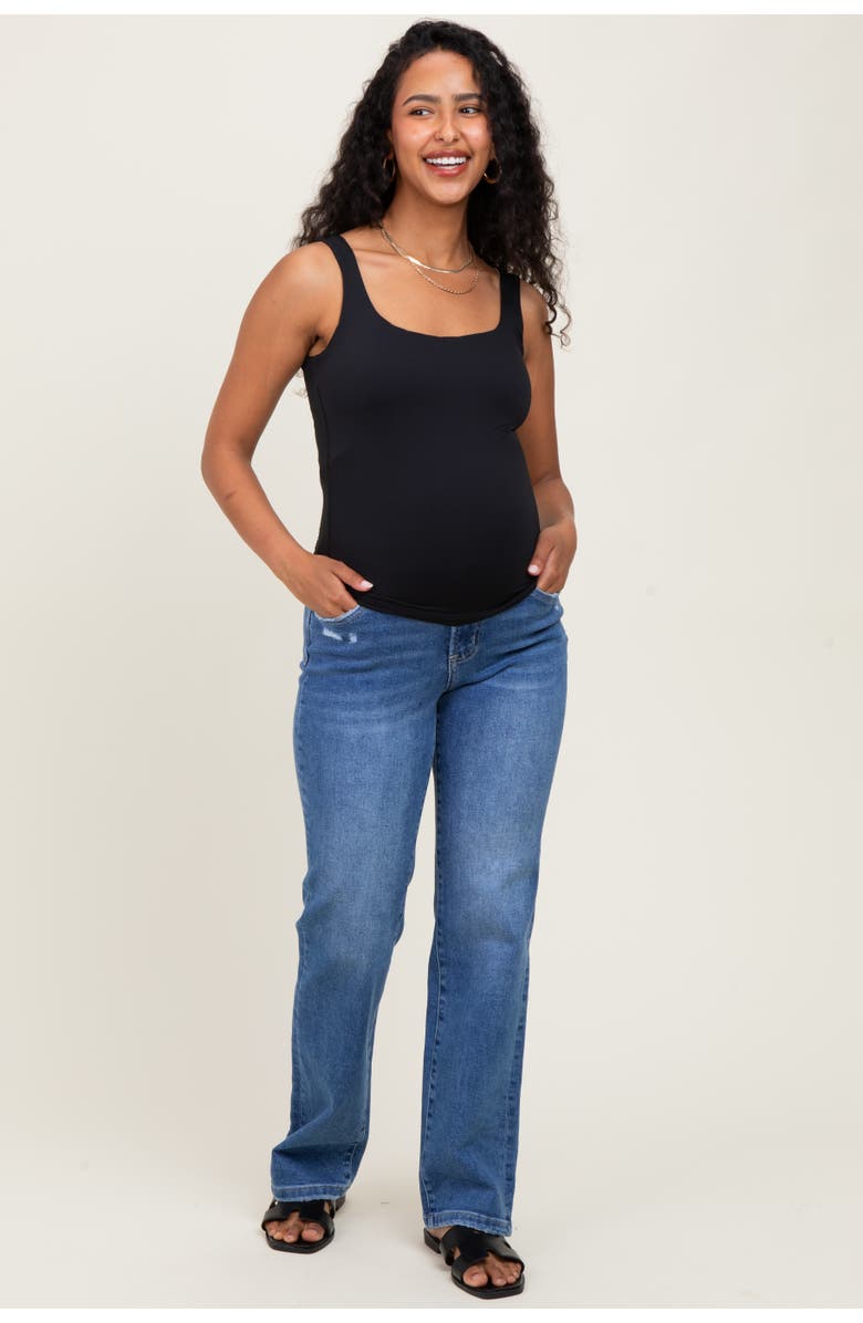 PinkBlush Mid Rise Full Length Straight Leg Maternity Jeans, Alternate, color, Blue