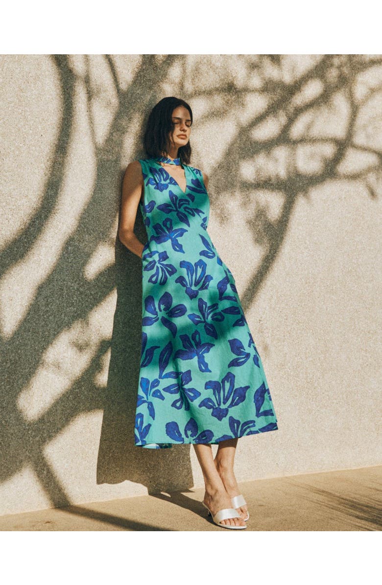 Lost Pattern NYC "Tropical Bliss" Maxi Vacation Dress, Alternate, color, Blue