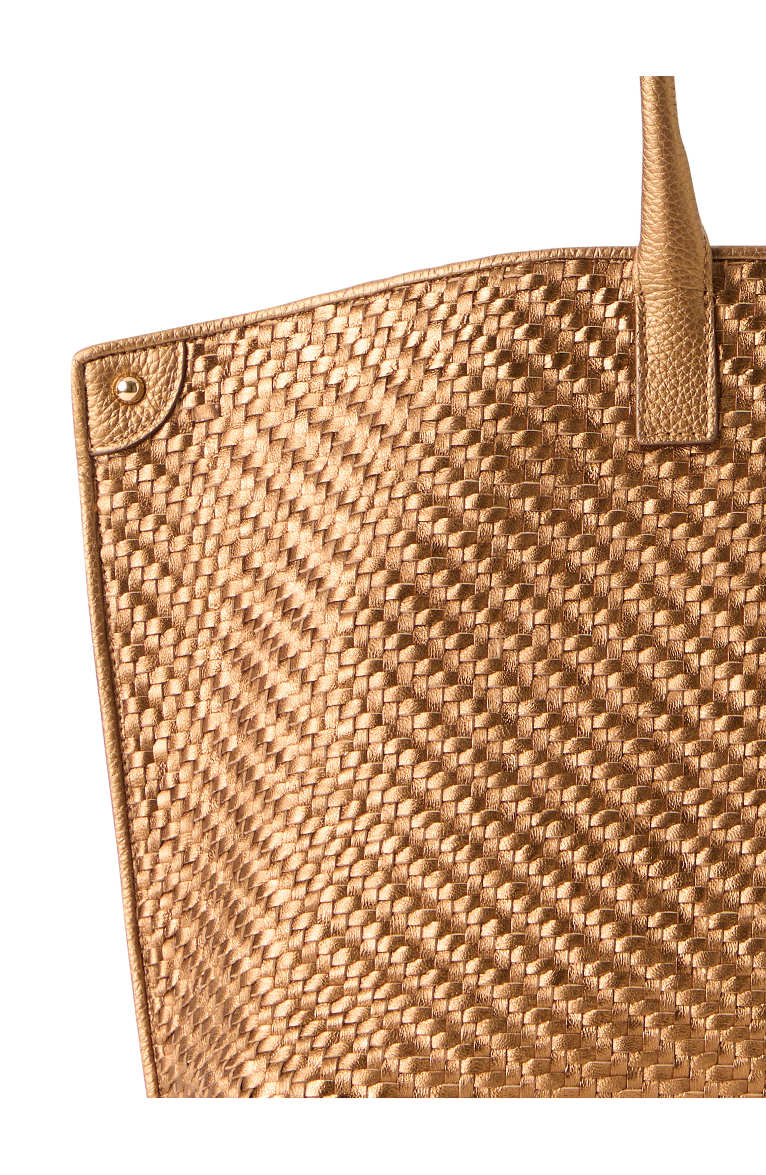 Small Ai Woven Leather Shoulder Bag, Alternate, color, BRONCEGOLD